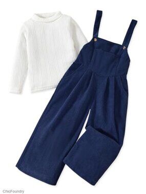 Toddler Girl Corduroy Jumpsuit Overall Long Casual Loose Bib Pants 2 Piece